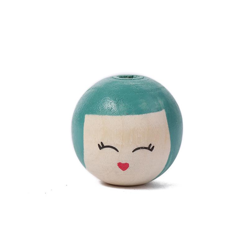 cartoon beauty head theaceae loose round beads painted beaded necklace bracelet diy ornament accessories multi-color optional Item Picture