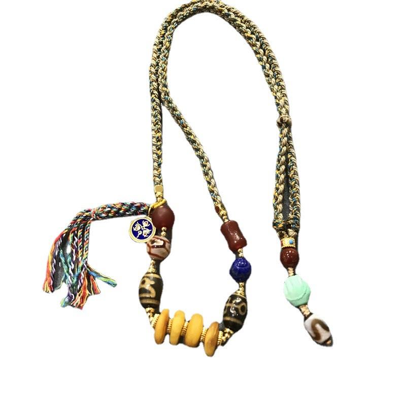 Factory Wholesale Amber Beeswax Necklace Pendant Ethnic Sweater Chain DIY Agate Lapis Lazuli Necklace Accessory Item Picture