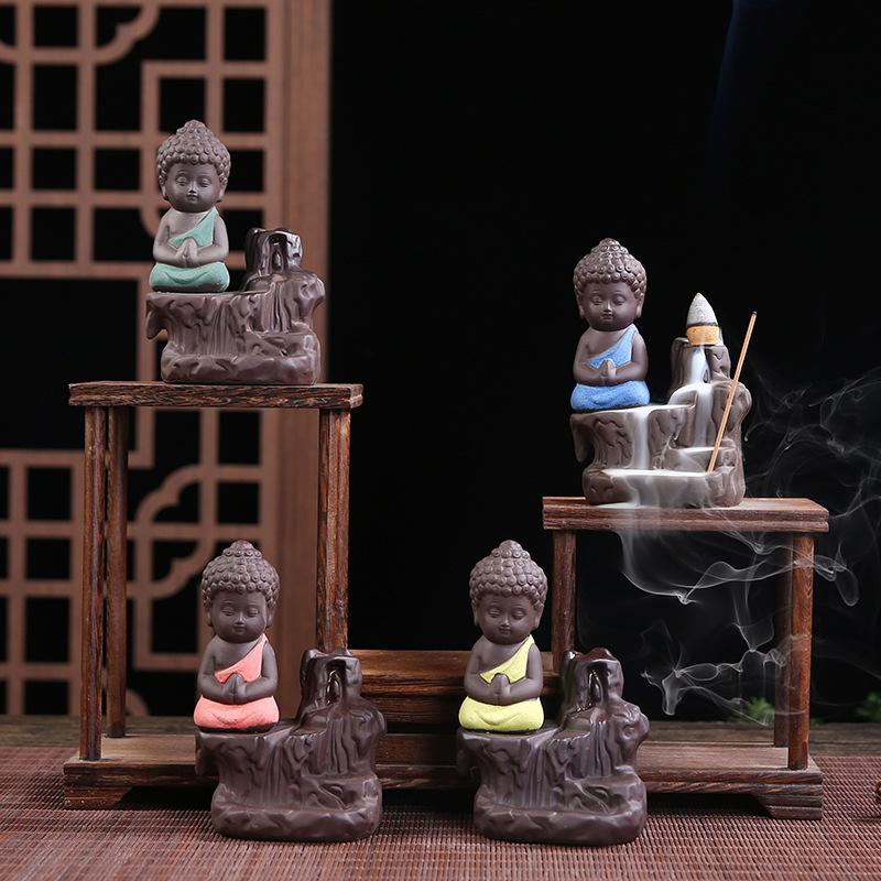 cross-border purple sand buddha backflow incense burner ceramic incense incense utensils line incense burner crafts decoration new creative
