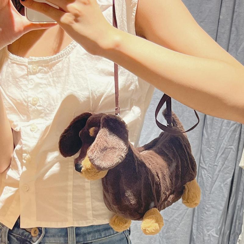 sausage dog bag 2023 new all-match plush toy doggy toy bag cute cartoon doll crossbody bag