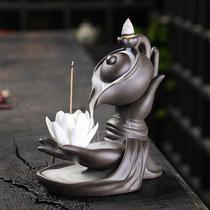 cross-border yixing clay backflow incense burner crafts decoration creative buddha's-hand lotus backflow incense burner home ornament