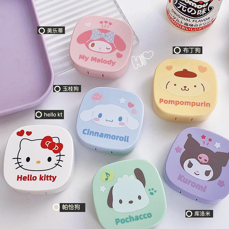 colored contact lenses case cute cartoon contact lens case contact lens case ins portable cartoon case with mirror