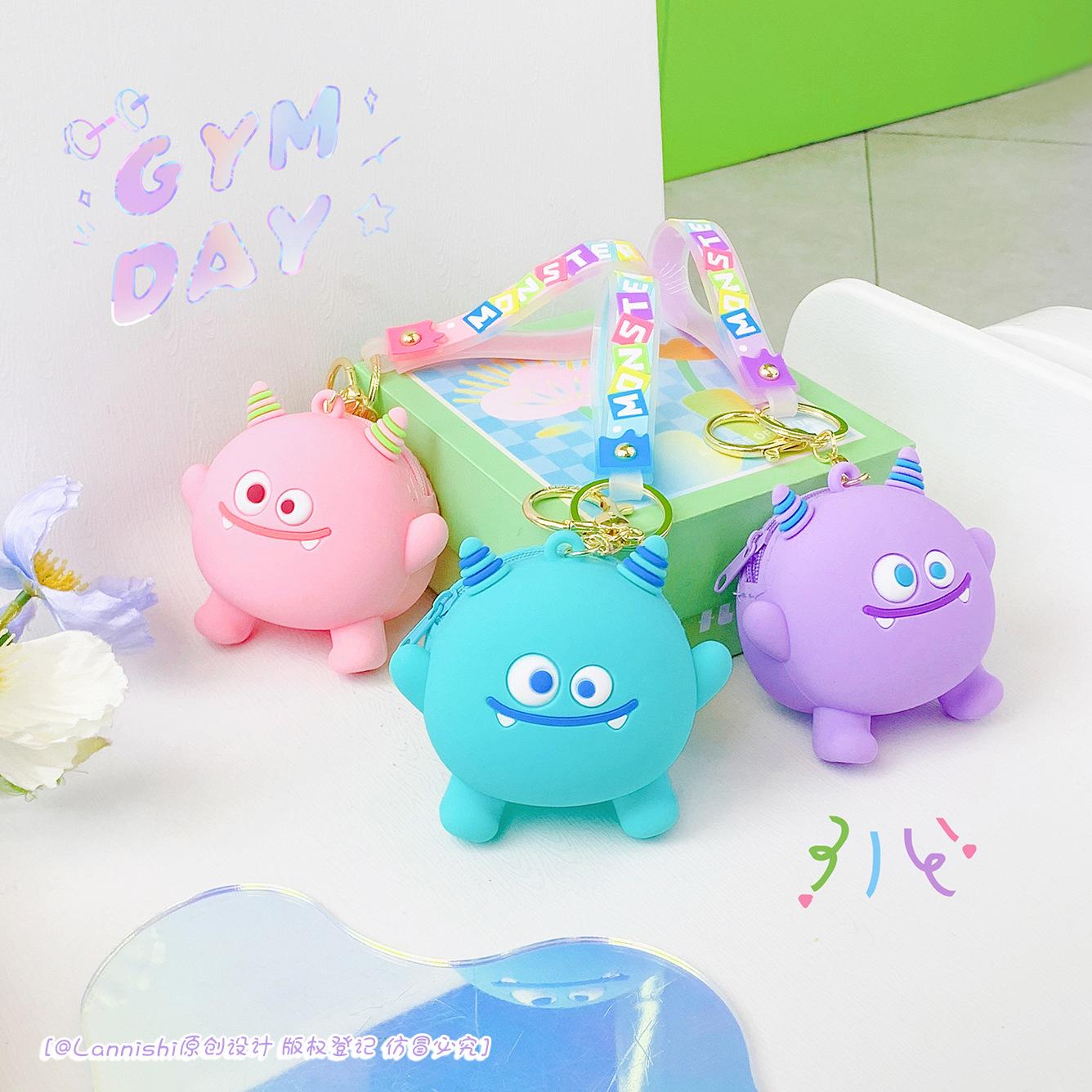 硅胶零钱包怪兽家族零钱包扣个性时尚收纳小包硬币包礼品货源