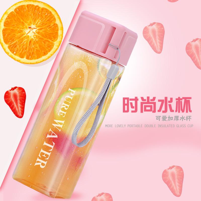 简约方形水杯个性随手杯创意网红杯子防漏抗摔塑料杯定LOGO细节图
