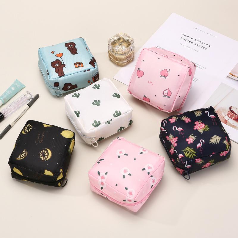 cute cartoon sanitary napkin storage bag girls' portable sanitary pads bag sanitary napkin storage large capacity small bag during physiological period