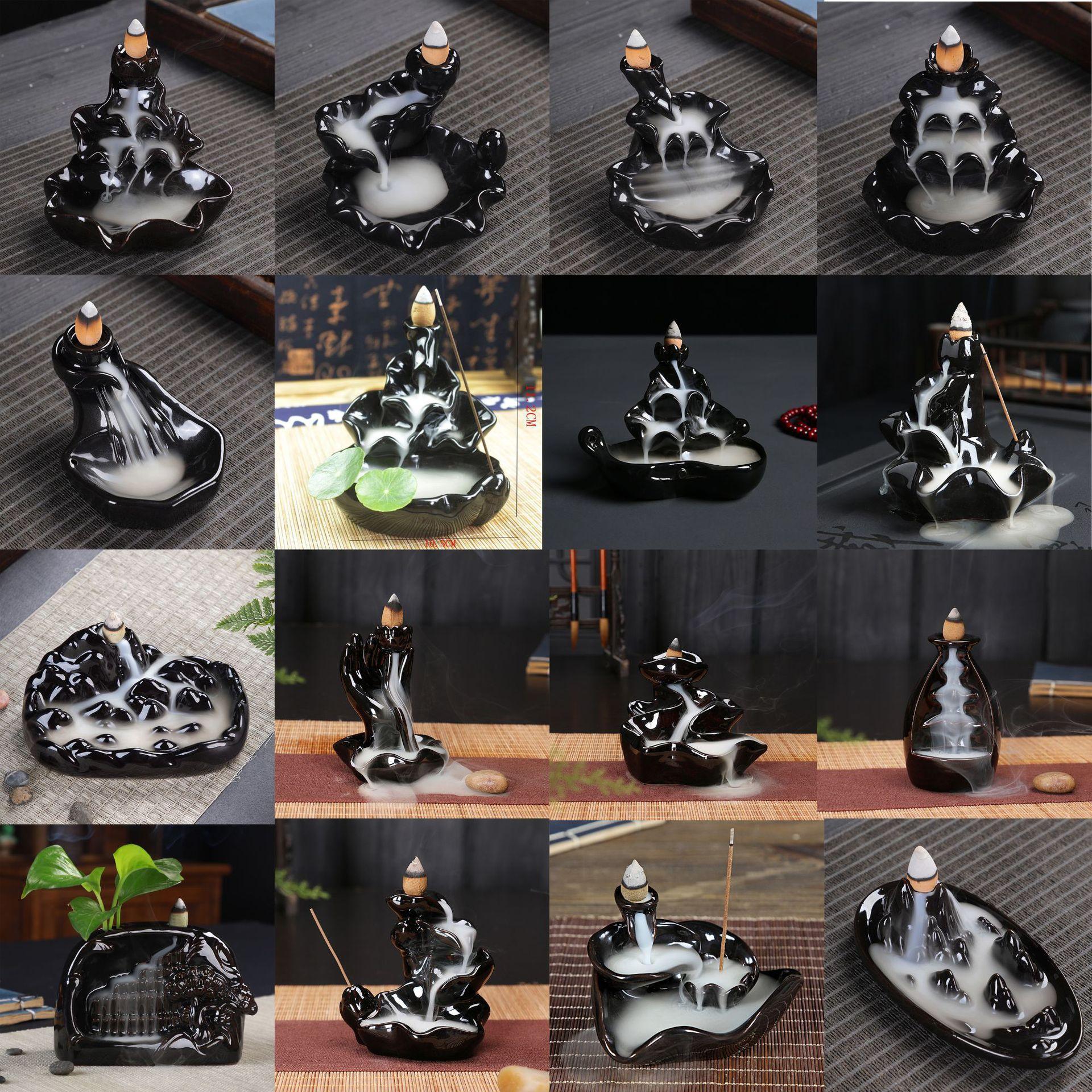 backflow incense burner ceramic crafts stonewashed incense burner buddha hand tower incense burner backflow incense burner high mountain and flowing water ornaments