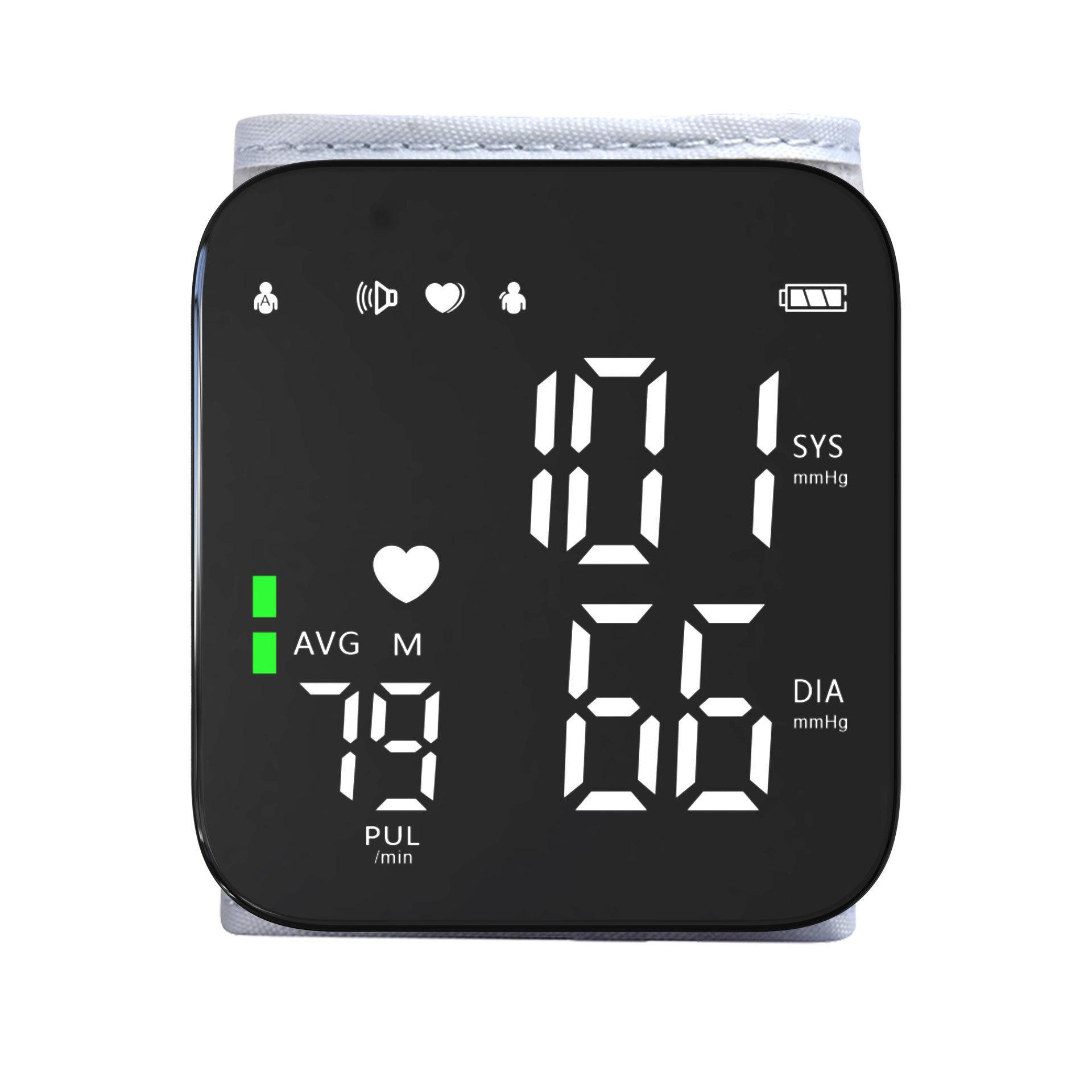 wrist type electronic sphygmomanometer blood pressure pressure capsule led large screen display sphygmomanometer automatic voice export Specification drawing