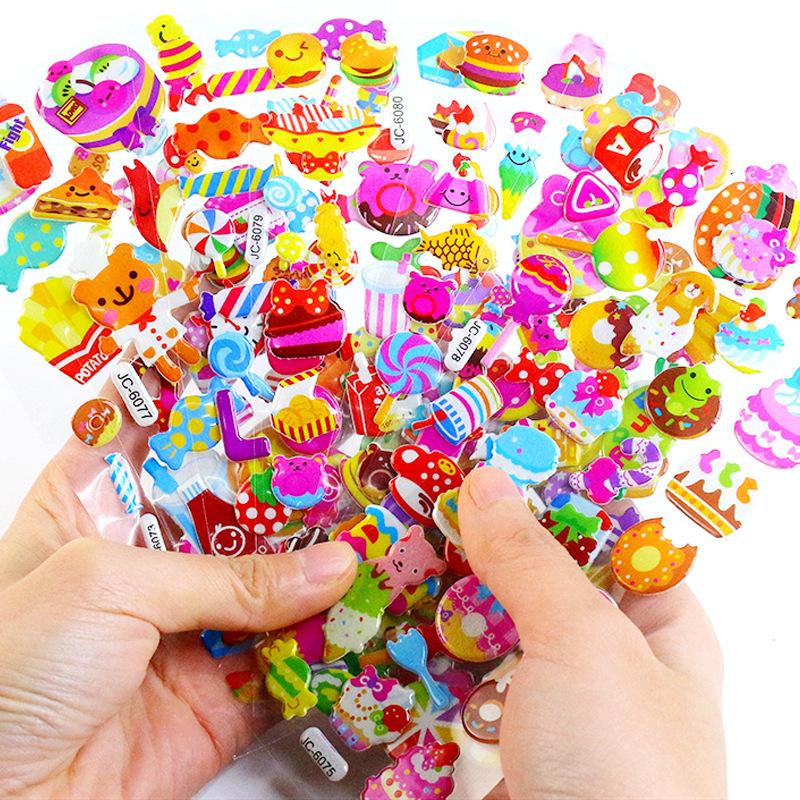 factory direct children's cartoon anime stickers candy food hamburger puzzle early education kindergarten bubble stickers jc