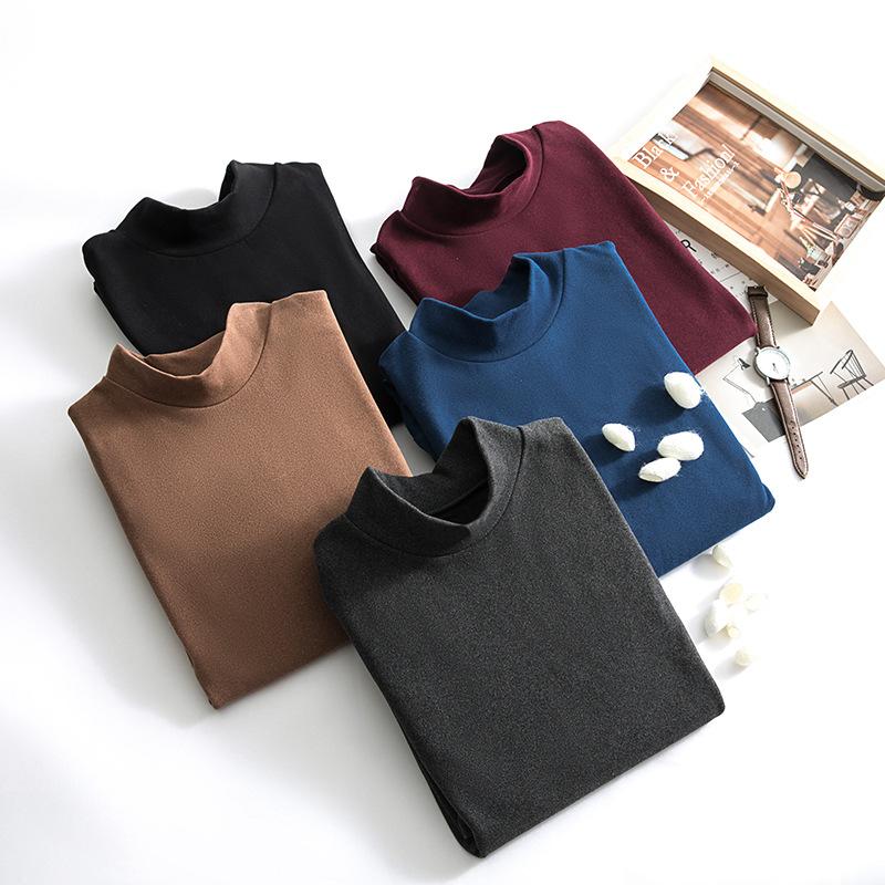 middle-aged and elderly seamless men warm mid-collar top winter underwear men's outer wear single blouse long sleeve bottoming neck protection full figure
