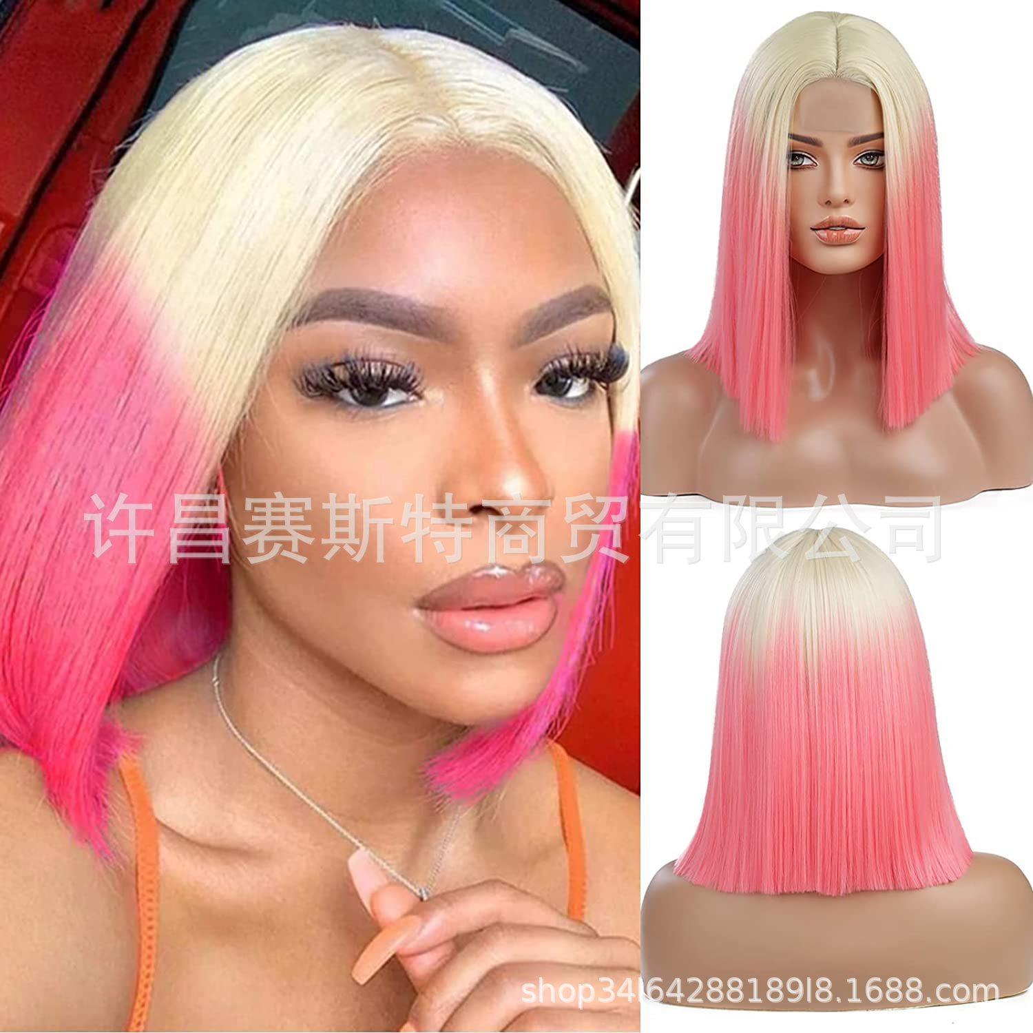 european and american bob haircut wig short gradient color bobhaircut 13 x4 lace grille wig bobo wig