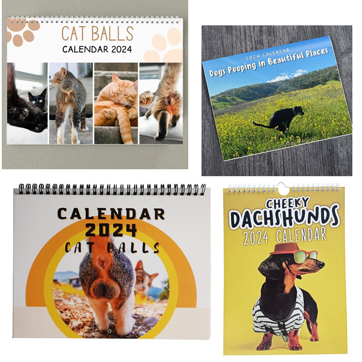 2024 butt calendar desk calendar 2024 cats buttholes calendar butt funny wall calendar