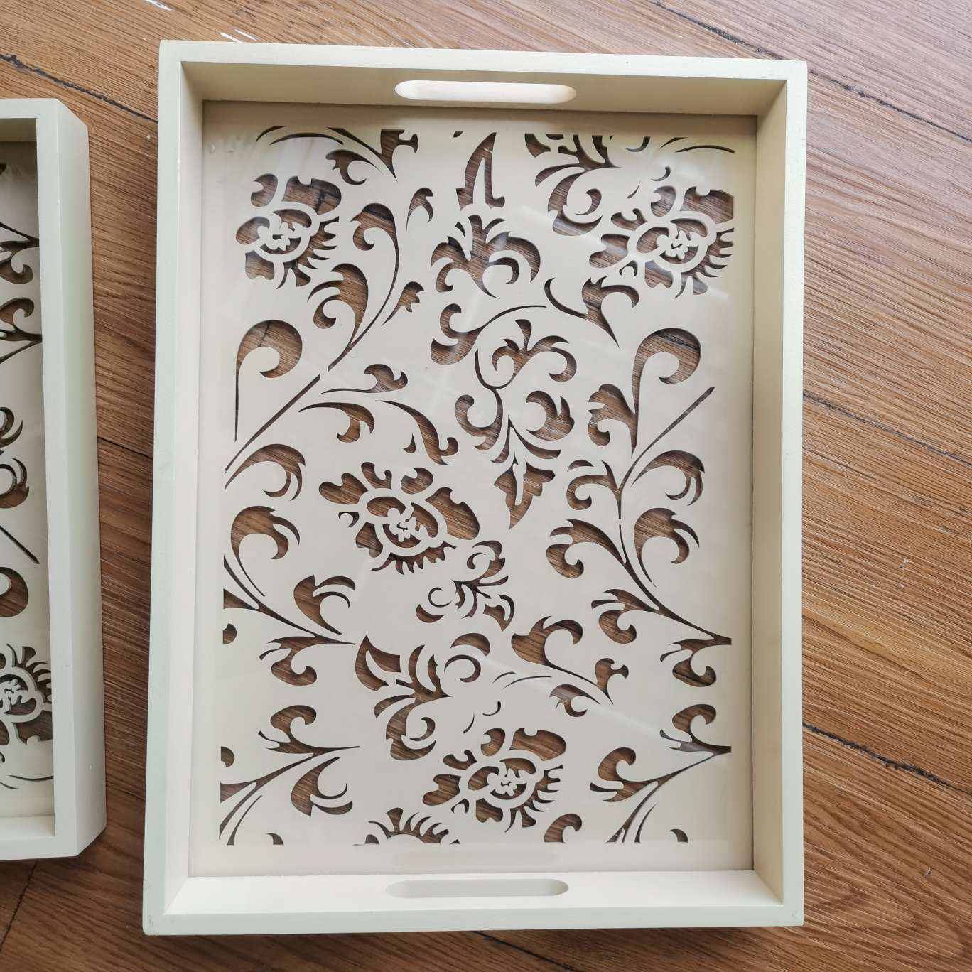 欧式雕花镂空 复古木制收纳展示托盘 餐盘酒盘杯盘咖啡馆摆件