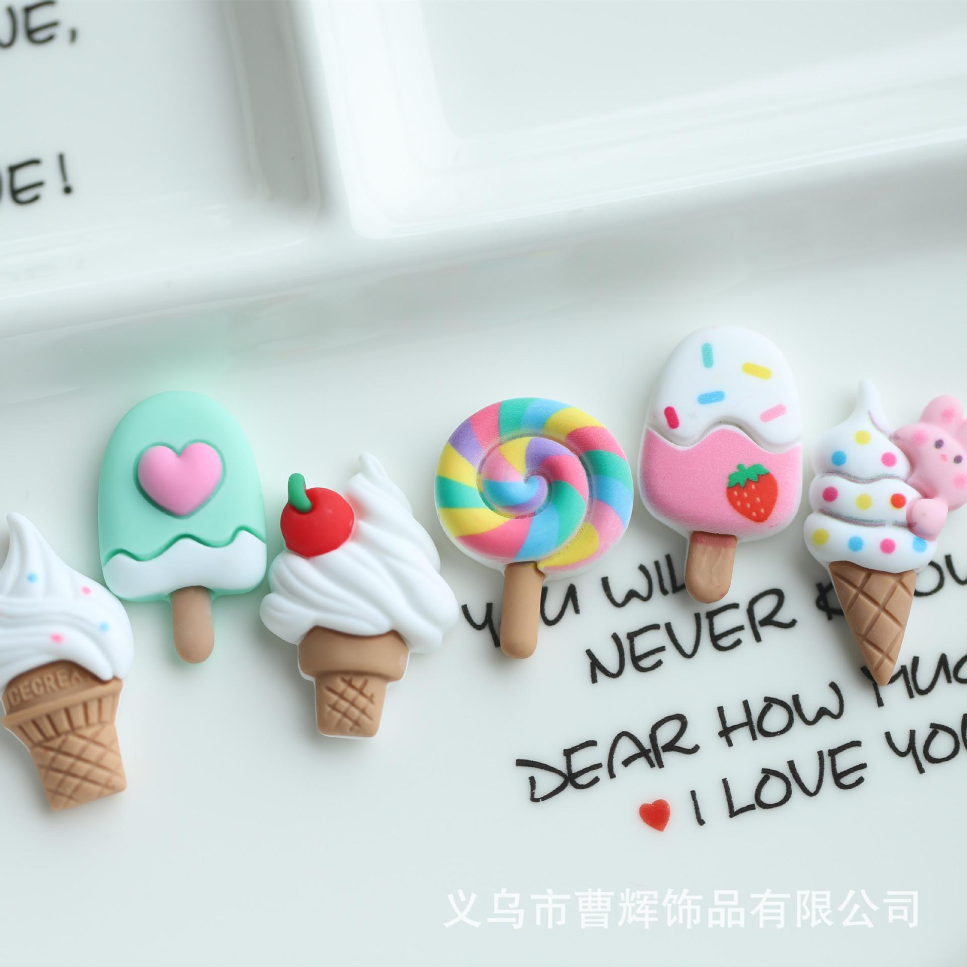 cute simulation cherry ice cream cone bunny ice cream diy cream glue phone case beauty resin accessories