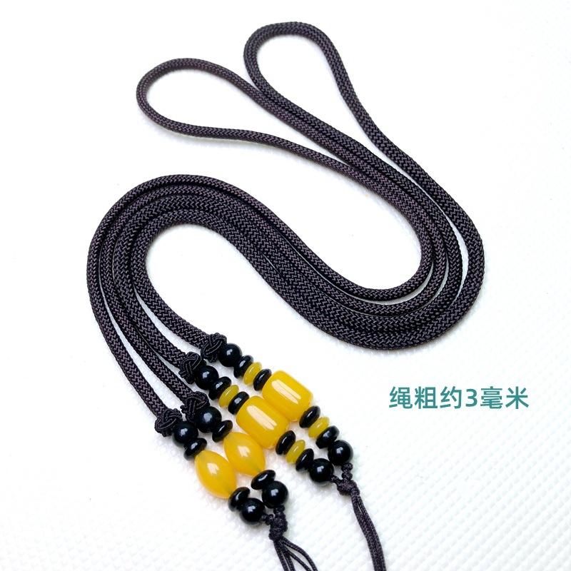 pendant rope necklace rope pendant rope beeswax pendant necklace rope crystal amber emerald jade pendant lanyard wholesale Item Picture