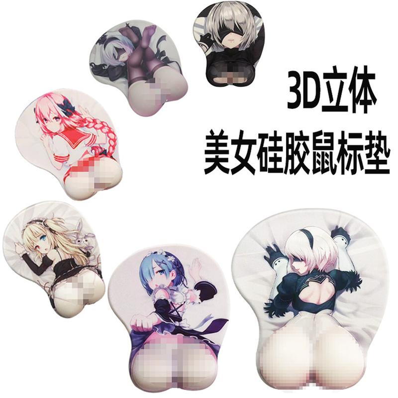 japanese beauty mouse pad 3d vigorous beauty girl silicone wrist pad creative anime silicone mouse pad pu non-slip