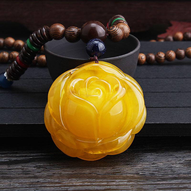 imitation beeswax pendant sweater chain ethnic style long necklace for women wooden bead vintage accessories all-match travel sweater pendant Application Scenario