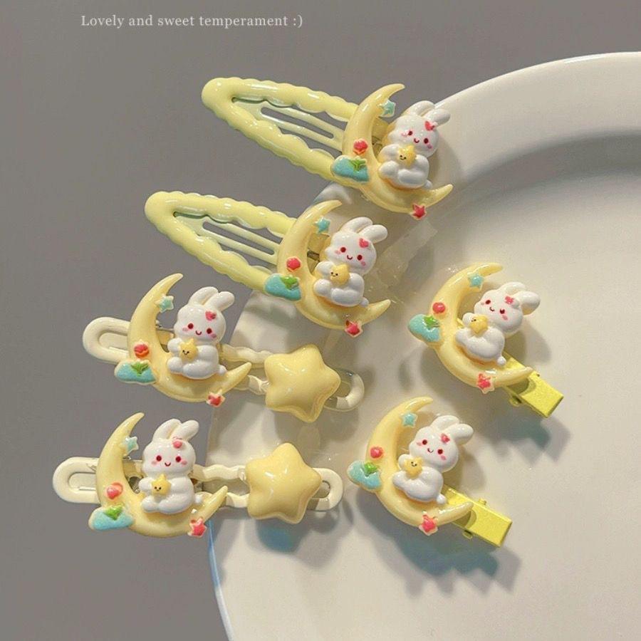 cute cartoon bunny cream puppy star moon shredded hairpin bb clip hair ring hair rope hairware