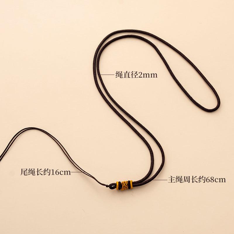 long double circle necklace rope diy hand-woven peace buckle jade jade pendant string pendant jade pendant beeswax lanyard details Picture