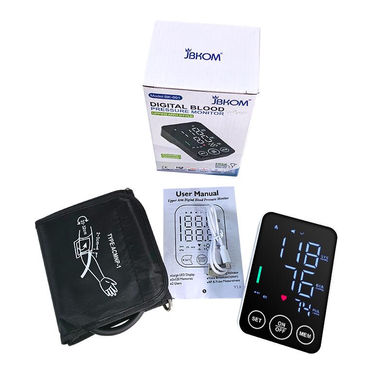 supply foreign trade cross-border unique led charging backlight blood pressure measurement blood pressure meter english, russia and other voice options Specification drawing
