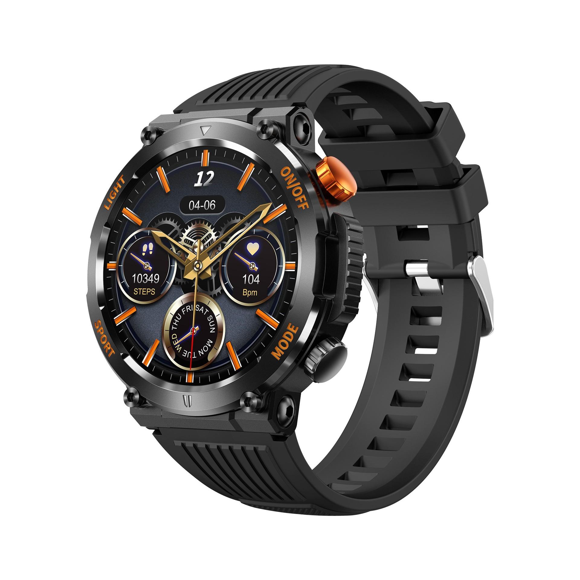 new ht17 outdoor sport smart watch compass led lighting lamp round screen bluetooth one-touch call