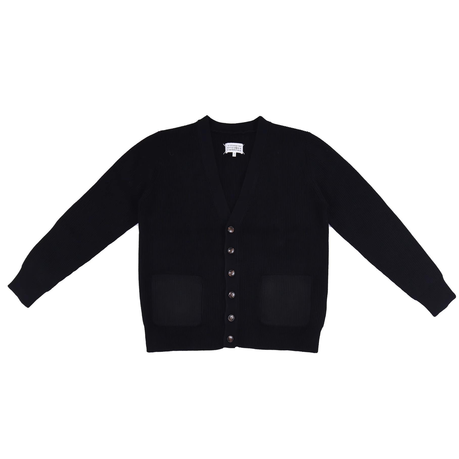 Margiela Margiela Style Black Button V-neck Knitted Wool Cardigan Sweater Original Men and Women Autumn and Winter