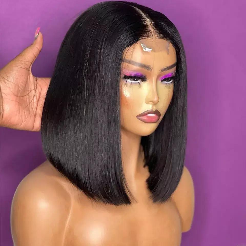 blunt cut bob wig 2*6 kim k lace wig 12a grade bone straight