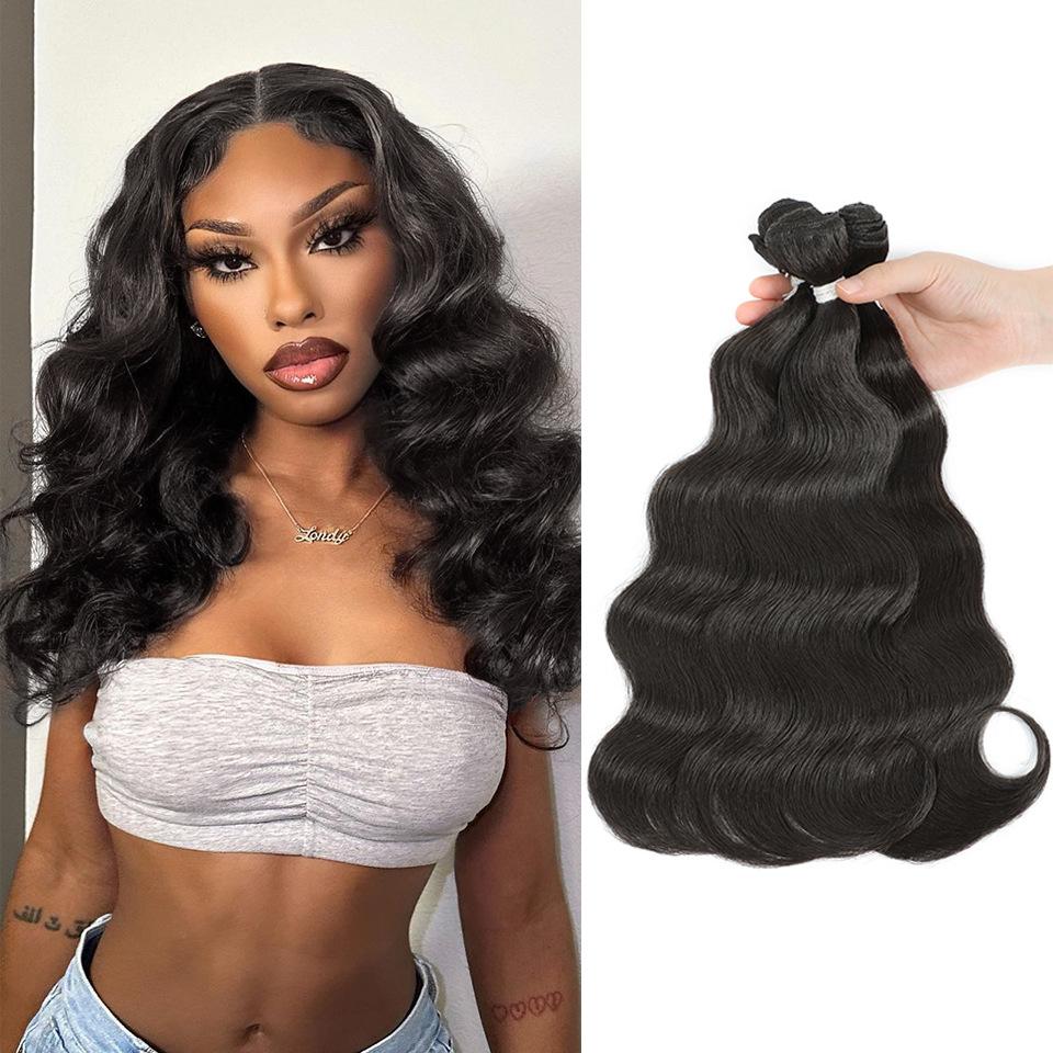 xuchang classic cross-border in stock products ladies body wave black big wave snake curved volume chemical fiber hair weft