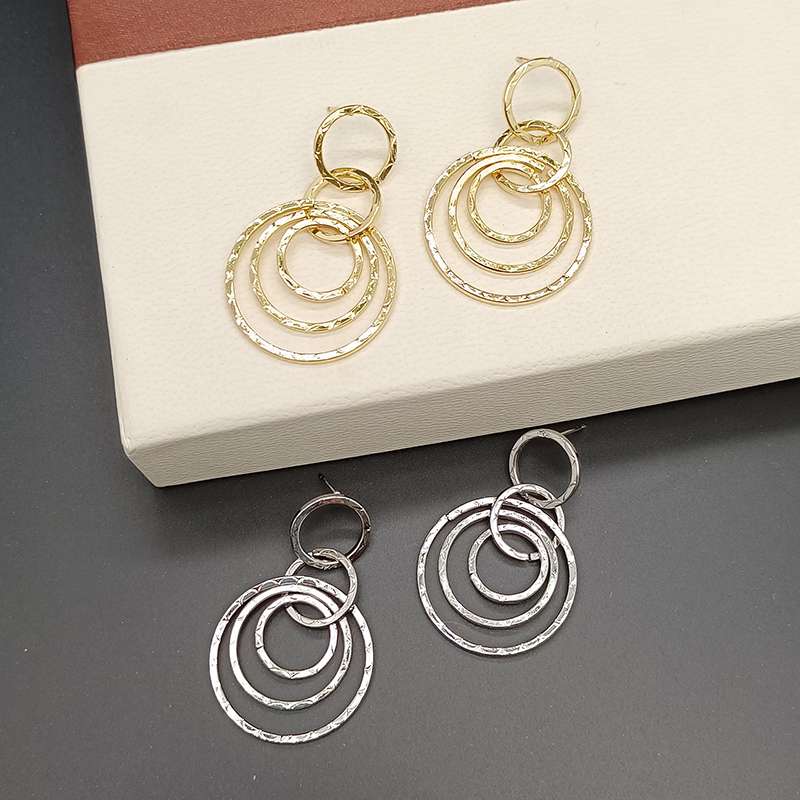 European and American retro ear hooks, personalized alloy multi-layer round earrings, women 's fashionable and trendy party earrings earrings Specification image
