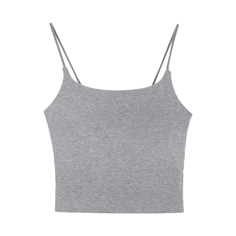 back shaping padded integrated fixed cup small sling women's base vest spring and summer short inner wear design blouse Item Picture