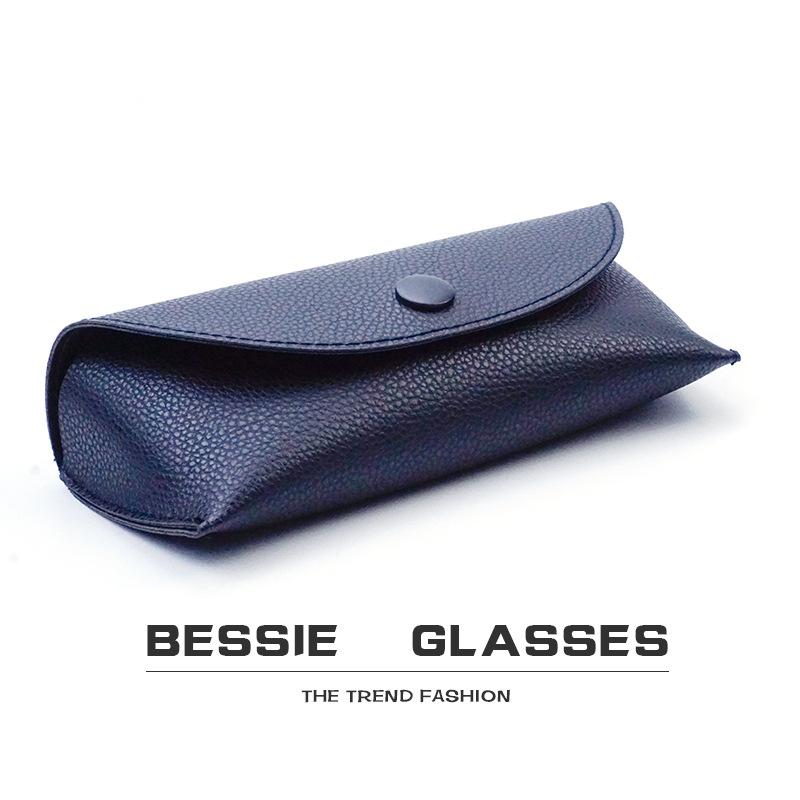 sun glasses smaller leather sheath soft lychee pattern polyurethane glasses case fashion snap button mirror case flip glasses case wholesale Item Picture