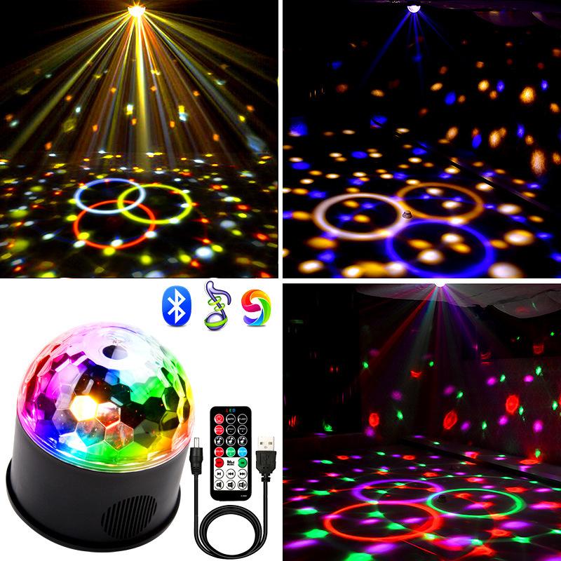 bluetooth music led crystal magic ball 9-color stage dj ligh ktv voice-controlled disco projection lamp atmosphere light