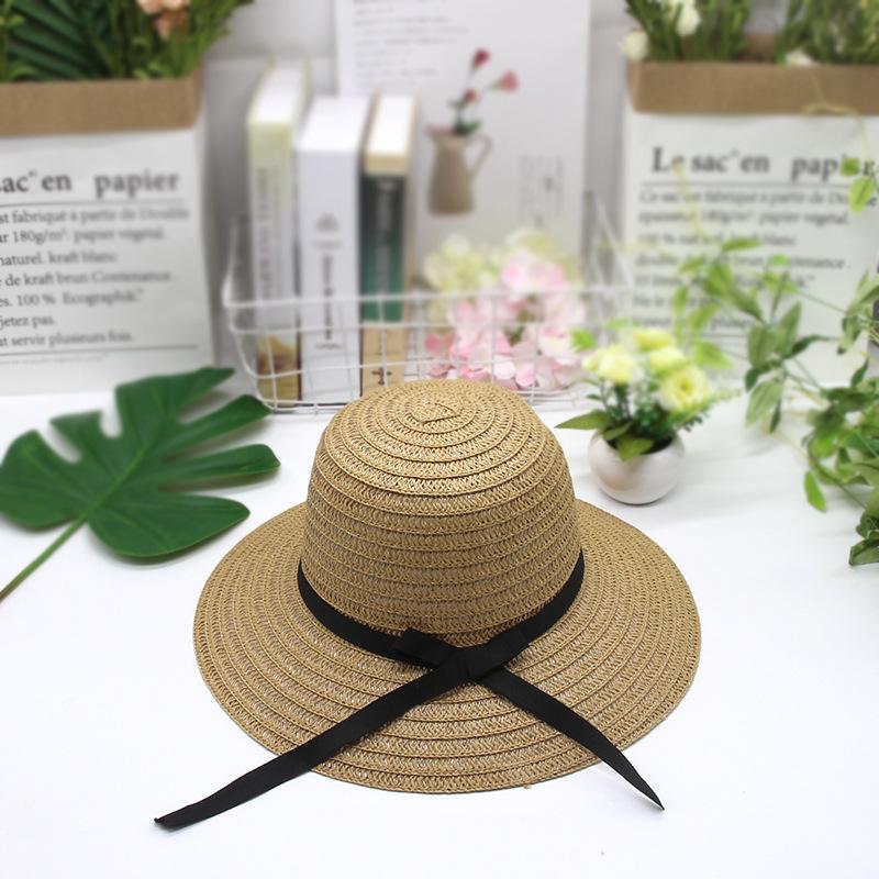 Summer Outwear Holiday Travel Fashion Straw Hat Korean Style Bowknot Foldable Ladies Wide Brim Casual Straw Hat
