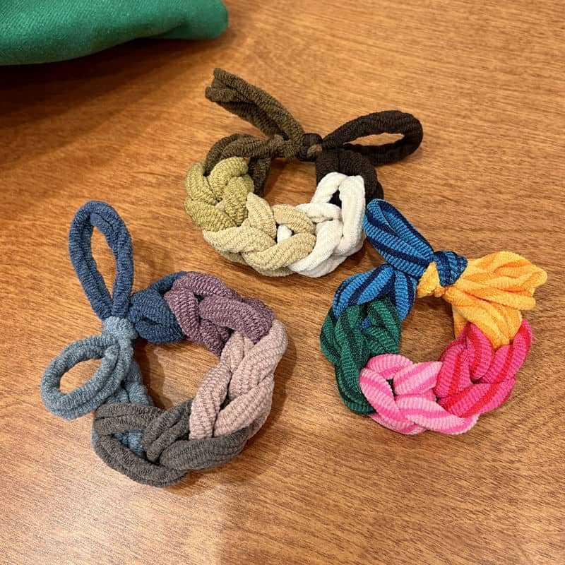 high-end rubber band women's woven bowknot headband hair-binding high elastic hair band rubber band headdress hair accessories