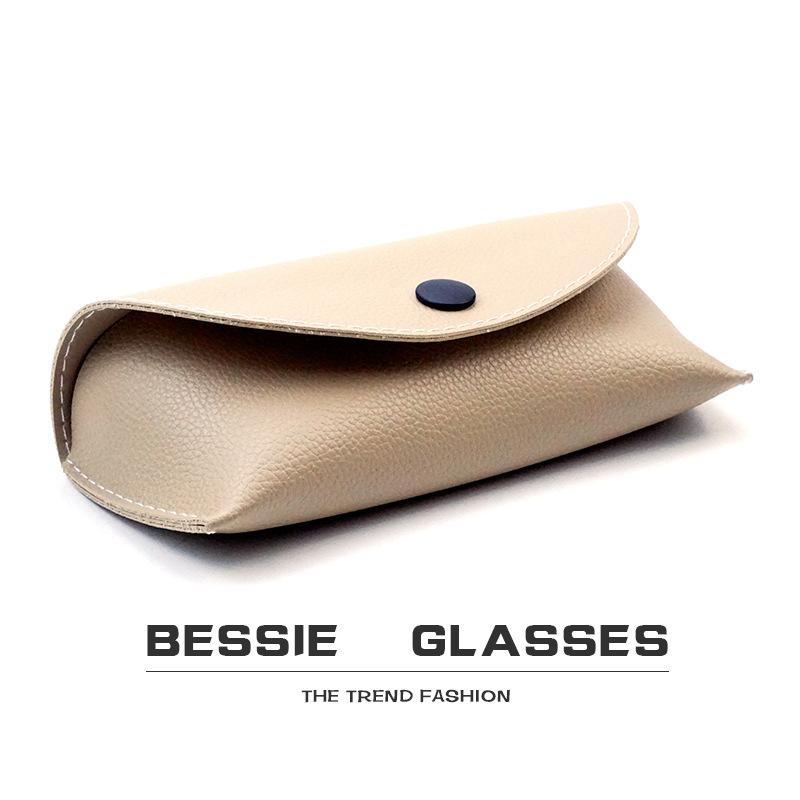 sun glasses smaller leather sheath soft lychee pattern polyurethane glasses case fashion snap button mirror case flip glasses case wholesale Application Scenario