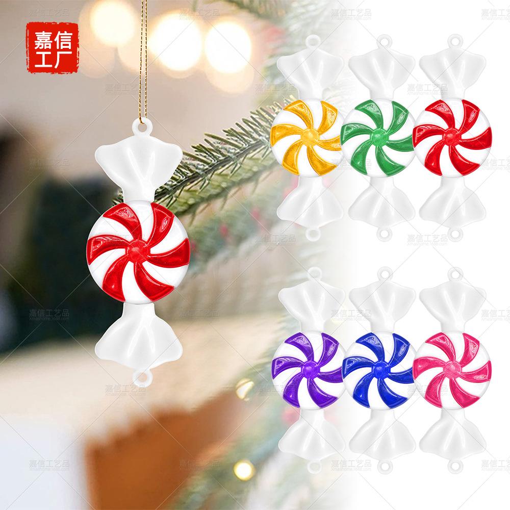 Cross-Border New Cistmas Candy Pendant Two-Color Windmill Mint Candy Cistmas Tree Pendant Home Dispy Window Ceiling Accessories