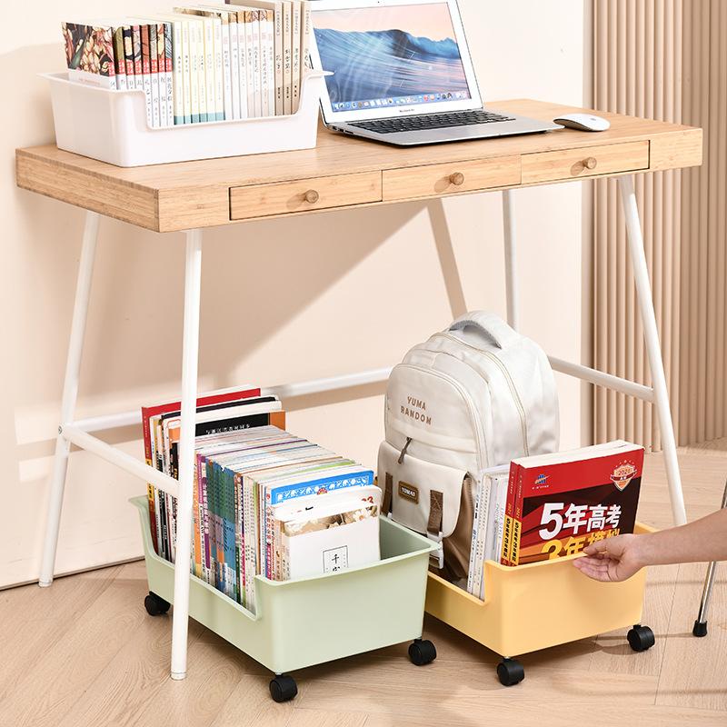 book storage box with pulley student dormitory under desk schoolbag storage box desktop storage basket organizing classroom bookcase