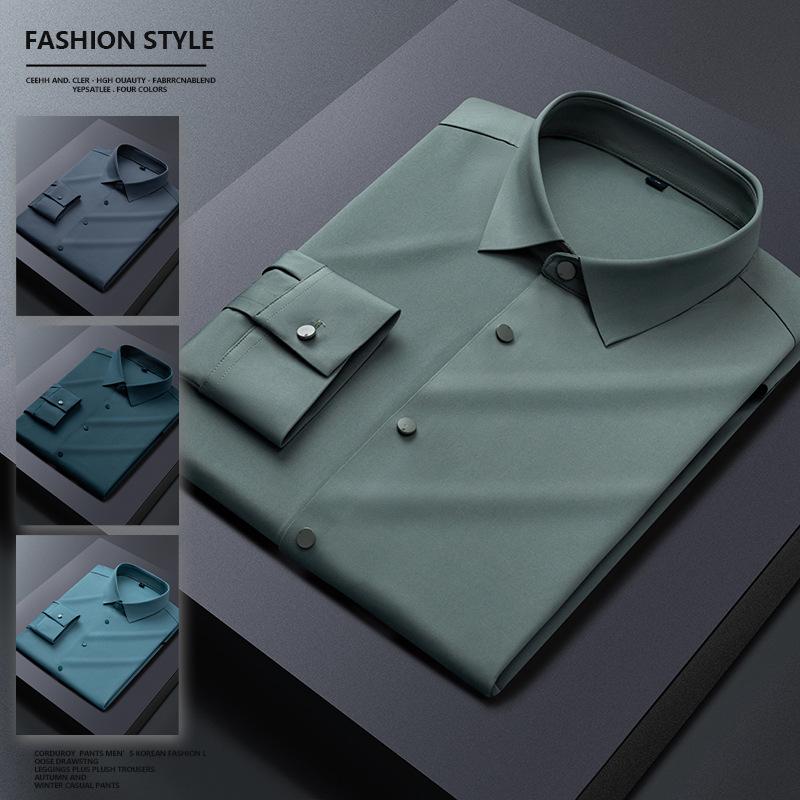 2023 Summer New Men's Long Sleeve Underwear Blouse Stretch Stylish Casual Slim Handsome High-End Trendy Men's Clothing full figure