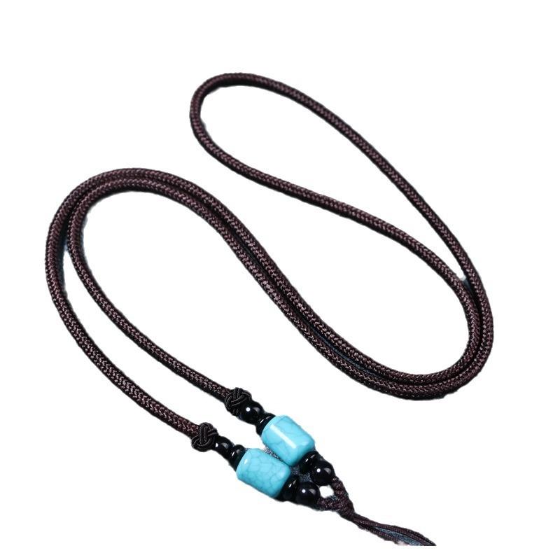 pendant rope necklace rope pendant rope beeswax pendant necklace rope crystal amber emerald jade pendant lanyard wholesale Item Picture