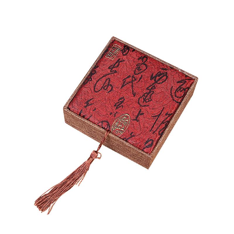 factory printed linen tassel beads beeswax gift packing box ring bracelet pendant necklace box wholesale Item Picture