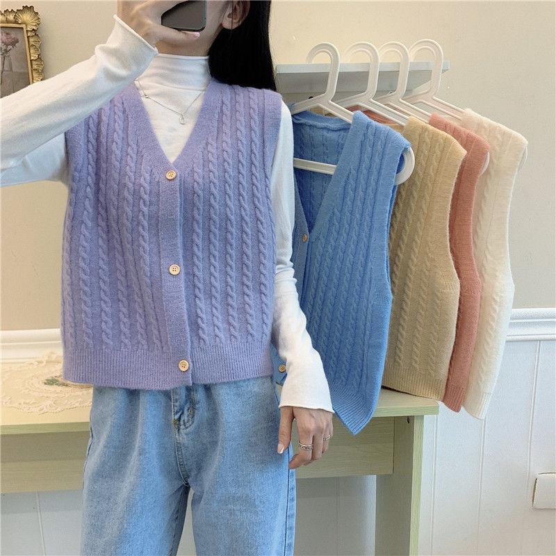 vest vest knitted small short top 2024 spring new outdoor sleeveless sweater cardigan vest women