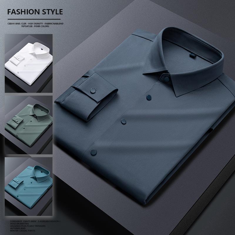 2023 Summer New Men's Long Sleeve Underwear Blouse Stretch Stylish Casual Slim Handsome High-End Trendy Men's Clothing Item Picture