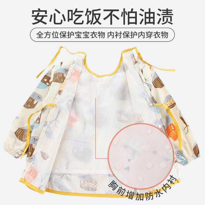 children's gown pure cotton waterproof autumn and winter baby long-sleeved baby bib eating protective clothing apron blouse new Application Scenario
