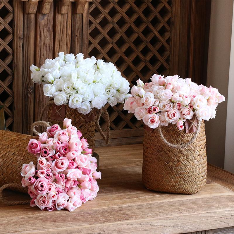 high simulation european-style pastoral handle bunch of small roses home living room table decoration decoration bridal bouquet a bouquet of roses