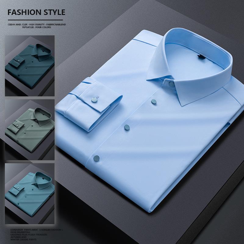 2023 Summer New Men's Long Sleeve Underwear Blouse Stretch Stylish Casual Slim Handsome High-End Trendy Men's Clothing details Picture