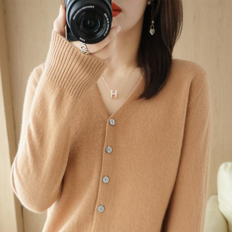 cardigan coat women's knitted bottoming shirt v-neck long sleeve 2024 spring and autumn new outerwear sweaters women's clothing korean style