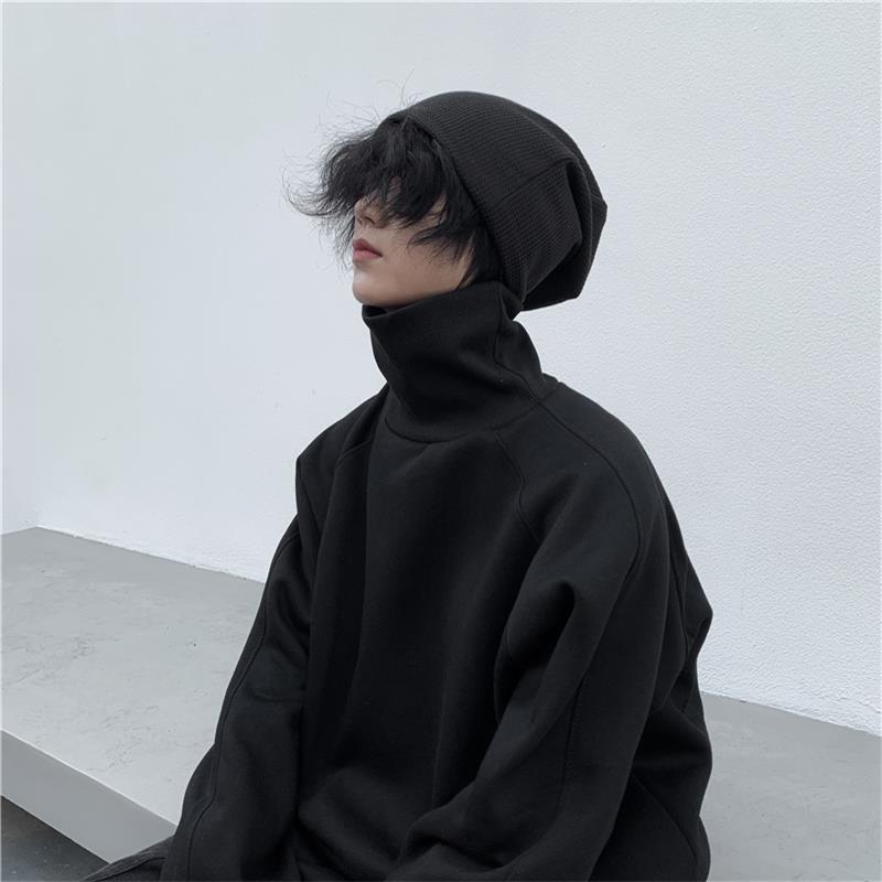 klein blue turtleneck bottoming shirt men's ins trendy autumn and winter thickened warm t-shirt men's loose casual inner wear blouse Specification drawing