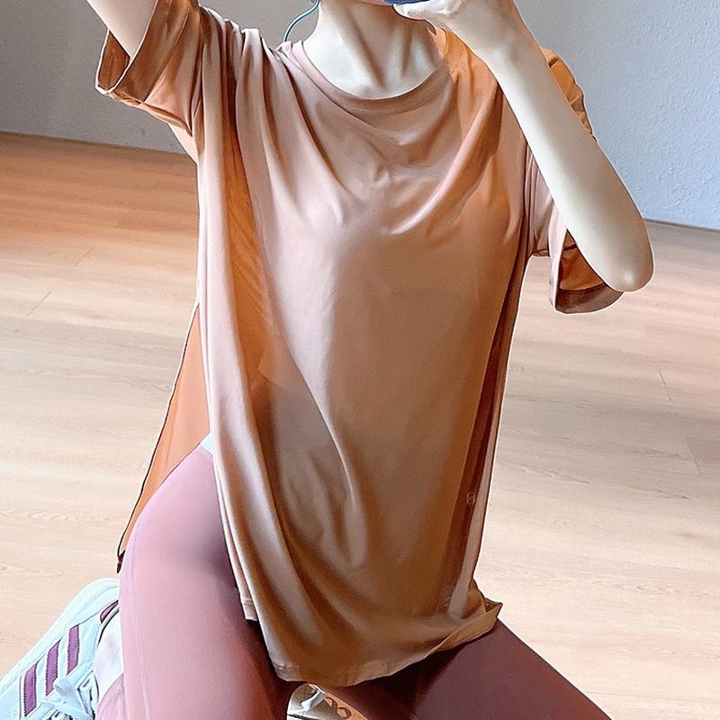 2024 mesh breathable quick-drying workout clothes loose running sports short-sleeved blouse slimming yoga jacket details Picture