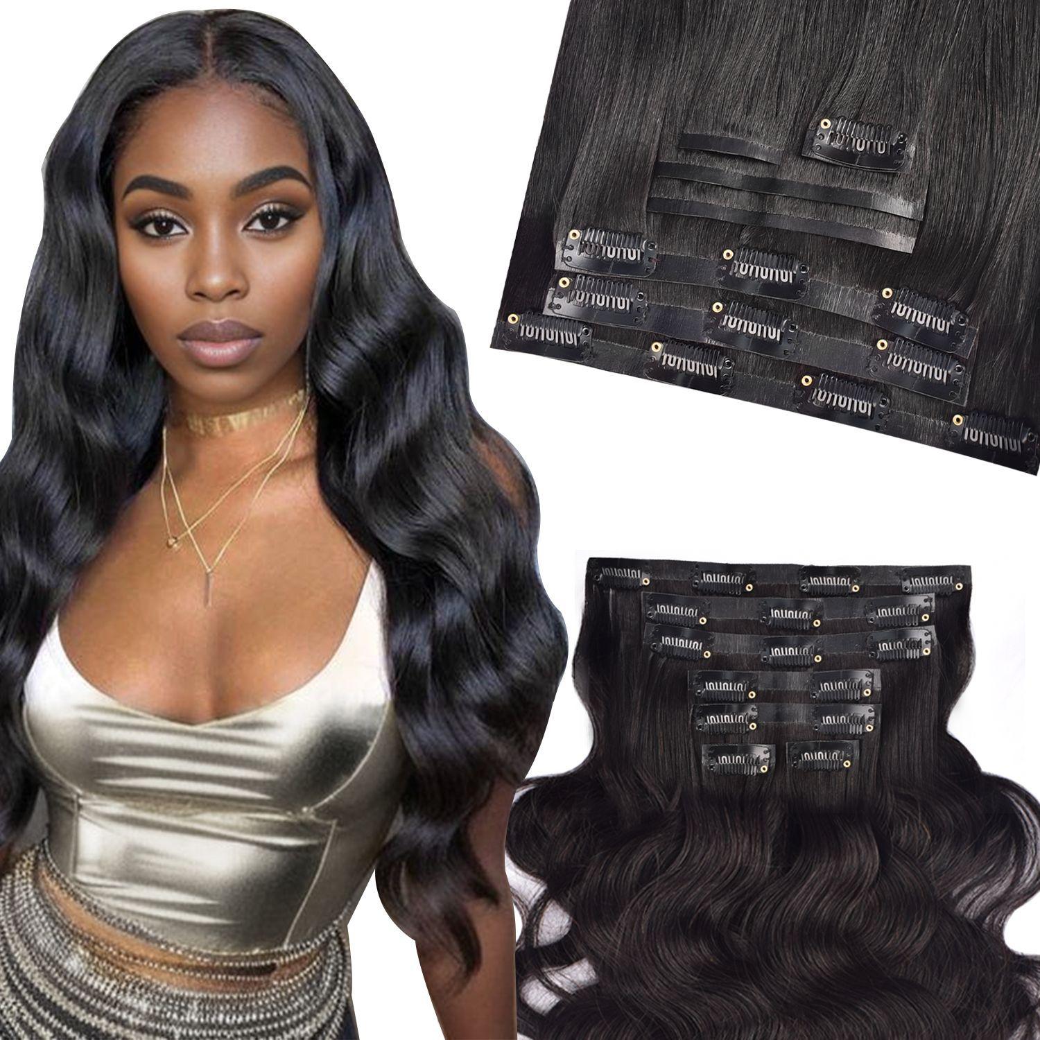 human hair exquisite hairpiece clip body wave clip ins seamless hair extension human hair cross-border wig