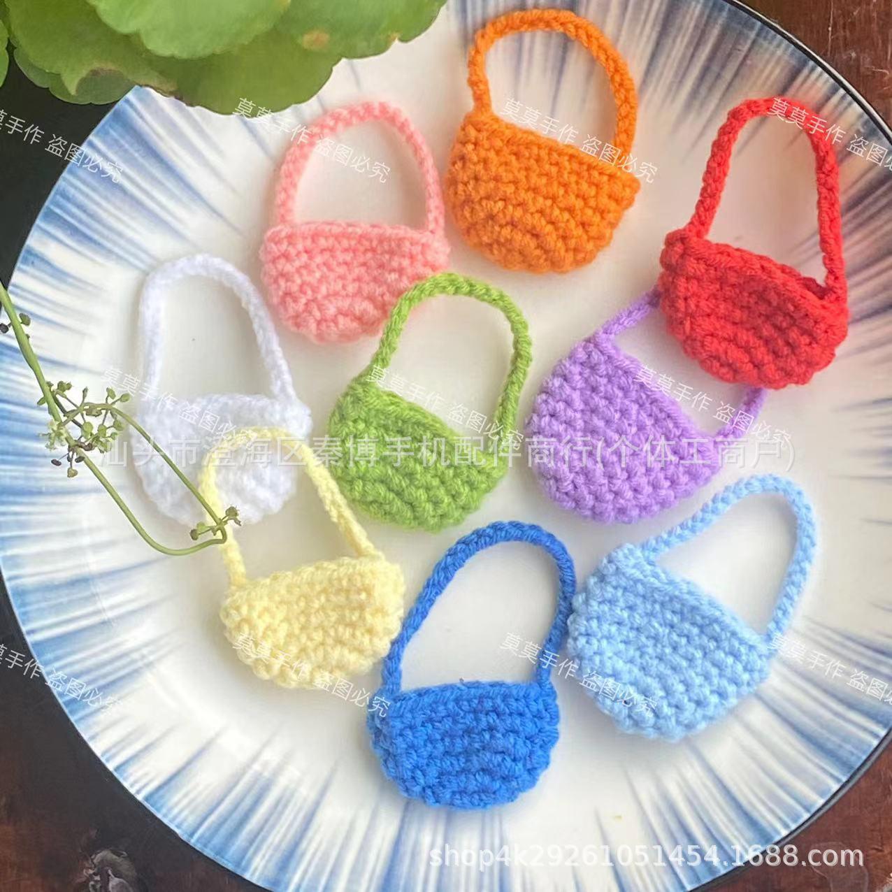 mini wool small bag handmade diy woven bag plush toy bag accessories accessories accessories bluetooth headset package
