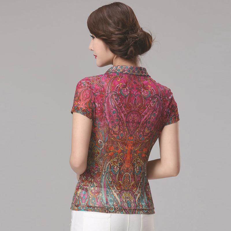 Bamboo Voice Middle-Aged and Elderly Women's Clothing Spring New Women's Long-Sleeved Blouse Large Size Women's Clothing 2024 Spring Clothing Mom Clothing Specification drawing